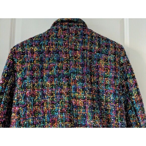 Blank NYC Women Size Small S Multicolor Rainbow Sequin Tweed Blazer Jacket - Picture 12 of 16